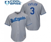 Men's Majestic Los Angeles Dodgers #3 Chris Taylor Replica Grey Road Cool Base MLB Jersey