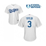 Men's Majestic Los Angeles Dodgers #3 Chris Taylor Replica White Home Cool Base MLB Jersey