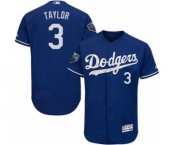 Men's Majestic Los Angeles Dodgers #3 Chris Taylor Royal Blue Alternate Flex Base Authentic Collection 2018 World Series MLB Jersey