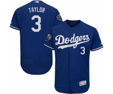 Men's Majestic Los Angeles Dodgers #3 Chris Taylor Royal Blue Alternate Flex Base Authentic Collection 2018 World Series MLB Jersey