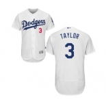 Men's Majestic Los Angeles Dodgers #3 Chris Taylor White Flexbase Authentic Collection MLB Jersey