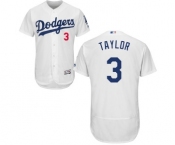 Men's Majestic Los Angeles Dodgers #3 Chris Taylor White Flexbase Authentic Collection MLB Jersey