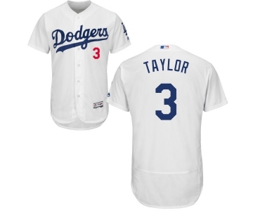 Men's Majestic Los Angeles Dodgers #3 Chris Taylor White Flexbase Authentic Collection MLB Jersey