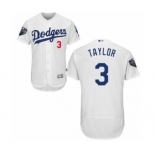 Men's Majestic Los Angeles Dodgers #3 Chris Taylor White Home Flex Base Authentic Collection 2018 World Series MLB Jersey