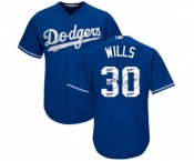 Men's Majestic Los Angeles Dodgers #30 Maury Wills Authentic Royal Blue Team Logo Fashion Cool Base MLB Jersey