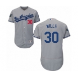 Men's Majestic Los Angeles Dodgers #30 Maury Wills Grey Road Flex Base Authentic Collection 2018 World Series MLB Jersey