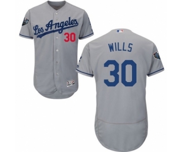 Men's Majestic Los Angeles Dodgers #30 Maury Wills Grey Road Flex Base Authentic Collection 2018 World Series MLB Jersey