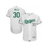 Men's Majestic Los Angeles Dodgers #30 Maury Wills White Celtic Flexbase Authentic Collection MLB Jersey