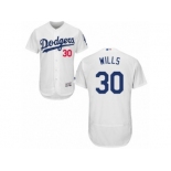 Men's Majestic Los Angeles Dodgers #30 Maury Wills White Flexbase Authentic Collection MLB Jersey