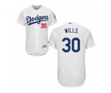 Men's Majestic Los Angeles Dodgers #30 Maury Wills White Flexbase Authentic Collection MLB Jersey