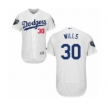 Men's Majestic Los Angeles Dodgers #30 Maury Wills White Home Flex Base Authentic Collection 2018 World Series MLB Jersey