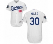 Men's Majestic Los Angeles Dodgers #30 Maury Wills White Home Flex Base Authentic Collection 2018 World Series MLB Jersey