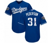 Men's Majestic Los Angeles Dodgers #31 Joc Pederson Authentic Royal Blue Team Logo Fashion Cool Base 2018 World Series MLB Jersey