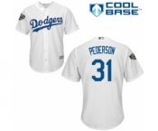 Men's Majestic Los Angeles Dodgers #31 Joc Pederson Replica White Home Cool Base 2018 World Series MLB Jersey