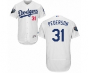 Men's Majestic Los Angeles Dodgers #31 Joc Pederson White Home Flex Base Authentic Collection 2018 World Series MLB Jersey