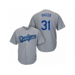 Men's Majestic Los Angeles Dodgers #31 Mike Piazza Authentic Grey Road Cool Base MLB Jersey