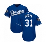 Men's Majestic Los Angeles Dodgers #31 Mike Piazza Authentic Royal Blue Team Logo Fashion Cool Base 2018 World Series MLB Jersey