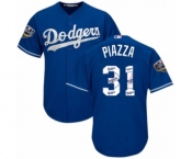 Men's Majestic Los Angeles Dodgers #31 Mike Piazza Authentic Royal Blue Team Logo Fashion Cool Base 2018 World Series MLB Jersey