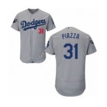 Men's Majestic Los Angeles Dodgers #31 Mike Piazza Gray Alternate Flex Base Authentic Collection 2018 World Series MLB Jersey