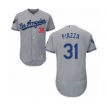 Men's Majestic Los Angeles Dodgers #31 Mike Piazza Grey Road Flex Base Authentic Collection 2018 World Series MLB Jersey