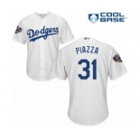 Men's Majestic Los Angeles Dodgers #31 Mike Piazza Replica White Home Cool Base 2018 World Series MLB Jersey