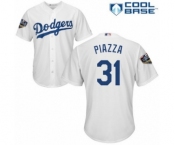 Men's Majestic Los Angeles Dodgers #31 Mike Piazza Replica White Home Cool Base 2018 World Series MLB Jersey