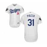 Men's Majestic Los Angeles Dodgers #31 Mike Piazza White Home Flex Base Authentic Collection 2018 World Series MLB Jersey