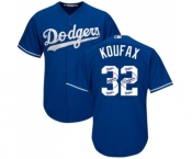 Men's Majestic Los Angeles Dodgers #32 Sandy Koufax Authentic Royal Blue Team Logo Fashion Cool Base MLB Jersey