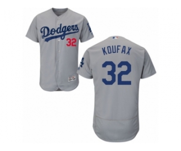 Men's Majestic Los Angeles Dodgers #32 Sandy Koufax Grey Flexbase Authentic Collection MLB Jersey