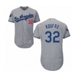 Men's Majestic Los Angeles Dodgers #32 Sandy Koufax Grey Road Flex Base Authentic Collection 2018 World Series MLB Jersey