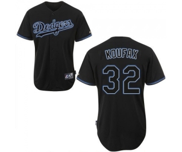 Men's Majestic Los Angeles Dodgers #32 Sandy Koufax Replica Black Fashion MLB Jersey