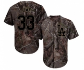 Men's Majestic Los Angeles Dodgers #33 Mark Lowe Authentic Camo Realtree Collection Flex Base MLB Jersey