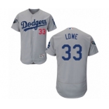 Men's Majestic Los Angeles Dodgers #33 Mark Lowe Gray Alternate Flex Base Authentic Collection 2018 World Series MLB Jersey