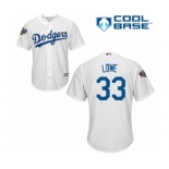 Men's Majestic Los Angeles Dodgers #33 Mark Lowe Replica White Home Cool Base 2018 World Series MLB Jersey