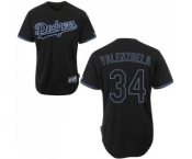 Men's Majestic Los Angeles Dodgers #34 Fernando Valenzuela Authentic Black Fashion MLB Jersey