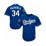 Men's Majestic Los Angeles Dodgers #34 Fernando Valenzuela Replica Royal Blue Alternate Cool Base 2018 World Series MLB Jersey