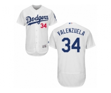 Men's Majestic Los Angeles Dodgers #34 Fernando Valenzuela White Flexbase Authentic Collection MLB Jersey