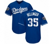 Men's Majestic Los Angeles Dodgers #35 Cody Bellinger Authentic Royal Blue Team Logo Fashion Cool Base 2018 World Series MLB Jersey