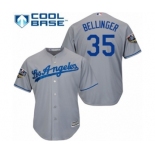 Men's Majestic Los Angeles Dodgers #35 Cody Bellinger Replica Grey Road Cool Base 2018 World Series MLB Jersey