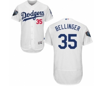 Men's Majestic Los Angeles Dodgers #35 Cody Bellinger White Home Flex Base Authentic Collection 2018 World Series MLB Jersey