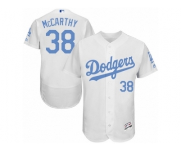 Men's Majestic Los Angeles Dodgers #38 Brandon McCarthy Authentic White 2016 Father's Day Fashion Flex Base MLB Jersey