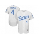 Men's Majestic Los Angeles Dodgers #4 Babe Herman Authentic White 2016 Father's Day Fashion Flex Base MLB Jersey