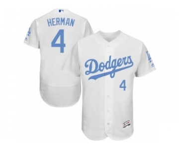 Men's Majestic Los Angeles Dodgers #4 Babe Herman Authentic White 2016 Father's Day Fashion Flex Base MLB Jersey