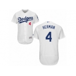 Men's Majestic Los Angeles Dodgers #4 Babe Herman White Flexbase Authentic Collection MLB Jersey