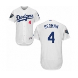 Men's Majestic Los Angeles Dodgers #4 Babe Herman White Home Flex Base Authentic Collection 2018 World Series MLB Jersey