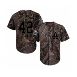 Men's Majestic Los Angeles Dodgers #42 Jackie Robinson Authentic Camo Realtree Collection Flex Base 2018 World Series MLB Jersey