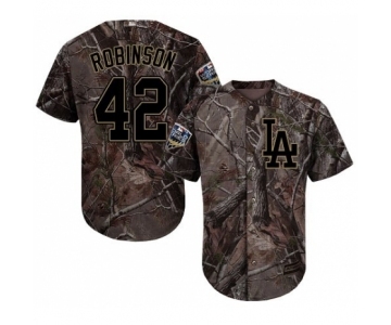 Men's Majestic Los Angeles Dodgers #42 Jackie Robinson Authentic Camo Realtree Collection Flex Base 2018 World Series MLB Jersey