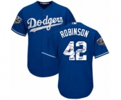 Men's Majestic Los Angeles Dodgers #42 Jackie Robinson Authentic Royal Blue Team Logo Fashion Cool Base 2018 World Series MLB Jersey