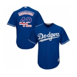 Men's Majestic Los Angeles Dodgers #42 Jackie Robinson Authentic Royal Blue USA Flag Fashion Cool Base MLB Jersey