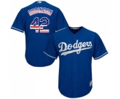 Men's Majestic Los Angeles Dodgers #42 Jackie Robinson Authentic Royal Blue USA Flag Fashion Cool Base MLB Jersey